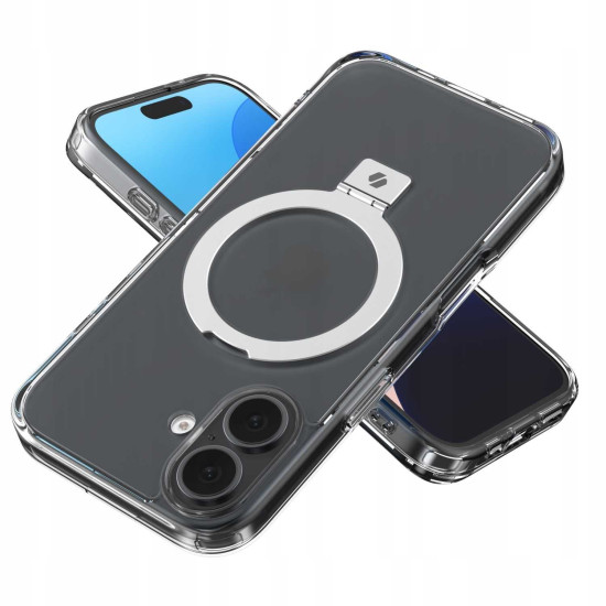 Θήκη iPhone 16 Spacecase Ring Pro Mag Σκληρή με MagSafe & KickStand - Clear (5905719112196)