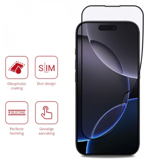 Hybrid Glass iPhone 16 Pro Max Rosso FullFace Αντιχαρακτικό Υβριδικό Προστατευτικό Οθόνης - Black (8719246461095)