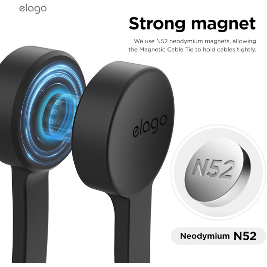 Οργανωτής Καλωδίων Elago Magnet Cable Tie Μαγνητικό από Premium Σιλικόνη 3 Τεμάχια - Black (ECA-MAGTIE-BK)
