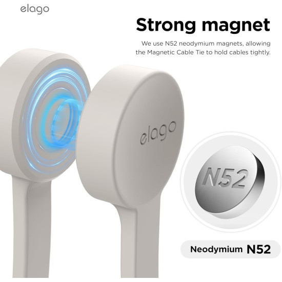 Οργανωτής Καλωδίων Elago Magnet Cable Tie Μαγνητικό από Premium Σιλικόνη 3 Τεμάχια - Stone (ECA-MAGTIE-ST)