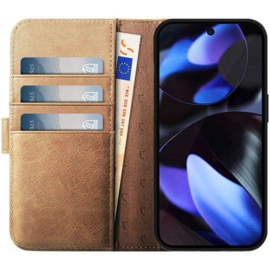 Θήκη Google Pixel 9 Pro XL Rosso Elite Δερμάτινο Πορτοφόλι με MagSafe - Light Brown (8719246461835)