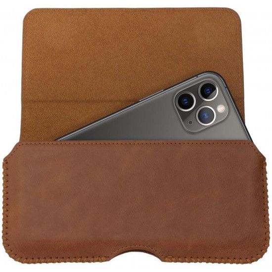 Universal Θήκη Rosso Deluxe Belt Case Δερμάτινη Ζώνης για Smartphones / Κινητά 18 x 9.5 cm - Brown (8719246461927)
