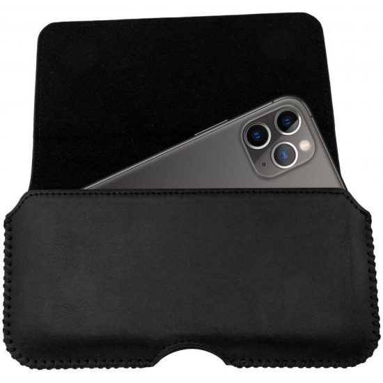 Universal Θήκη Rosso Deluxe Belt Case Δερμάτινη Ζώνης για Smartphones / Κινητά 18 x 9.5 cm - Black (8719246461910)
