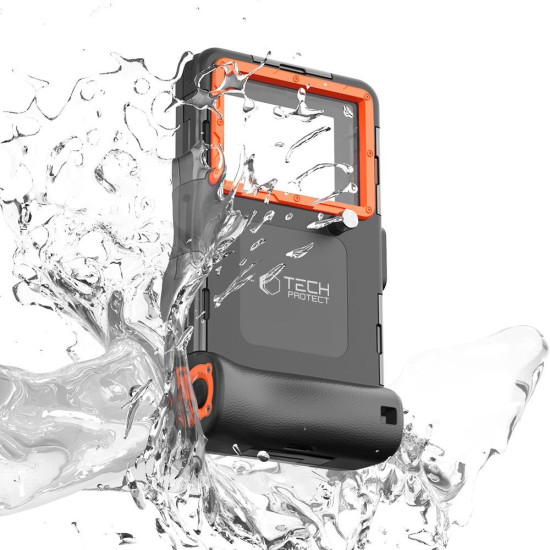 Universal Αδιάβροχη Θήκη Κινητού Tech-Protect Diving Waterproof για Smartphone 6.7" έως 15m IPX8 - Black / Orange (5906302310234)
