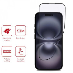 Hybrid Glass iPhone 16 Plus Rosso FullFace Αντιχαρακτικό Υβριδικό Προστατευτικό Οθόνης - Black (8719246461071)