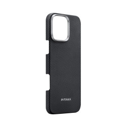 Θήκη iPhone 16 Pro Pitaka Ultra-Slim MagEZ Case 6 Aramid Fiber Body με MagSafe 0.85mm 600D - Black / Grey / Twill (KI1601PA)