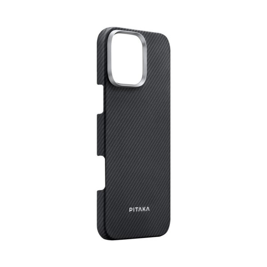 Θήκη iPhone 16 Pro Pitaka Ultra-Slim MagEZ Case 6 Aramid Fiber Body με MagSafe 0.85mm 600D - Black / Grey / Twill (KI1601PA)