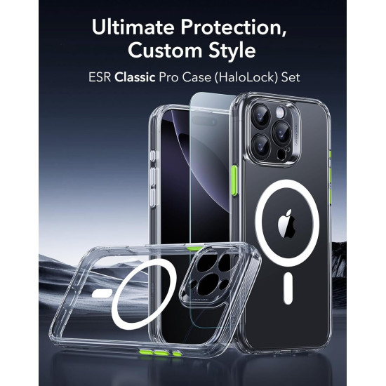 Θήκη & Tempered Glass iPhone 16 Pro ESR Classic Pro Set Ανθεκτική με MagSafe / Εναλλάξιμα Κουμπιά & Αντιχαρακτικό Γυαλί Προστασίας Οθόνης - Clear (4894240221877)