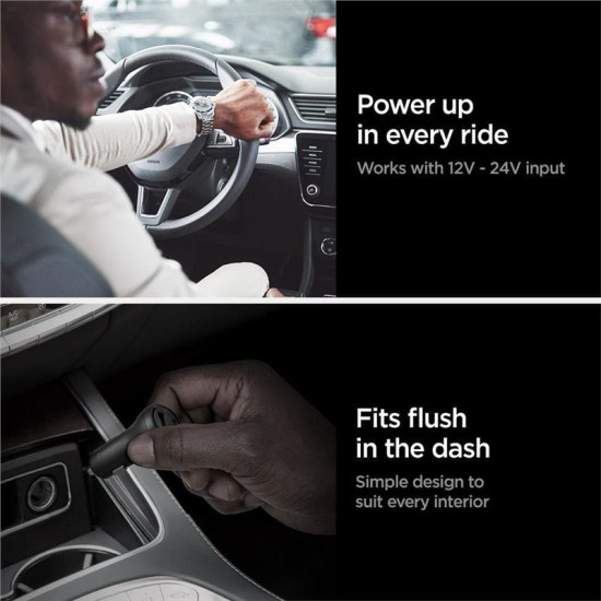 Φορτιστής Αυτοκινήτου Spigen F31QC StaediBoost Essential Car Charger με 1 x Type-C / 1 x USB-A 45W - Black (000CP25597)