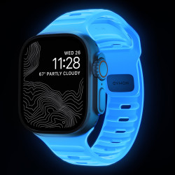 Λουράκι Nomad Sport Band Glow in the Dark Αδιάβροχο Φωσφορίζον Σιλικόνης Apple Watch Ultra/SE/11/10/9/8/7/6/5/4 (49/46/45/44mm) - Icy Blue Glow (NM01123385)