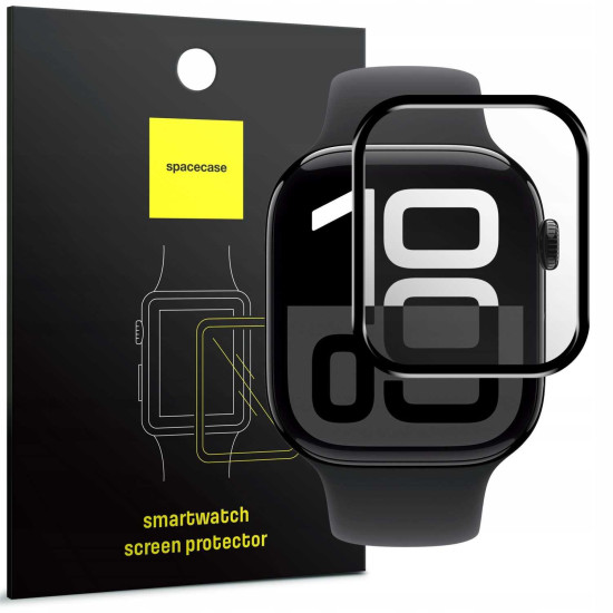 Hybrid Glass Apple Watch 11 / 10 46mm Spacecase Smartwatch Αντιχαρακτικό Προστατευτικό Υβριδικό Οθόνης - Black (5905719113087)
