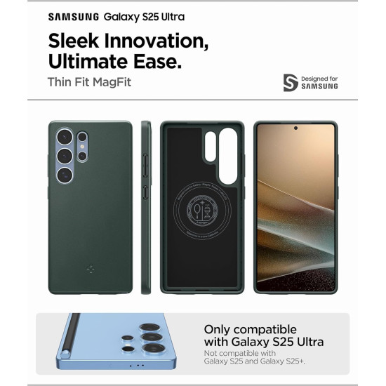 Θήκη Samsung Galaxy S25 Ultra Spigen Thin Fit MagFit Σκληρή με MagSafe - Abyss Green (ACS08947)