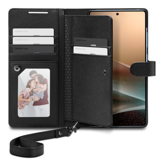 Θήκη Samsung Galaxy S25 Ultra Spigen Wallet S Πορτοφόλι με Αποσπώμενο Λουράκι Χειρός - Black (ACS09124)
