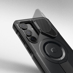 Θήκη Samsung Galaxy S25 Tech-Protect Kevlar MagSafe Plus Full Body 360° με KickStand / Κάλυμμα Κάμερας & MagSafe - Black (5906302322107)