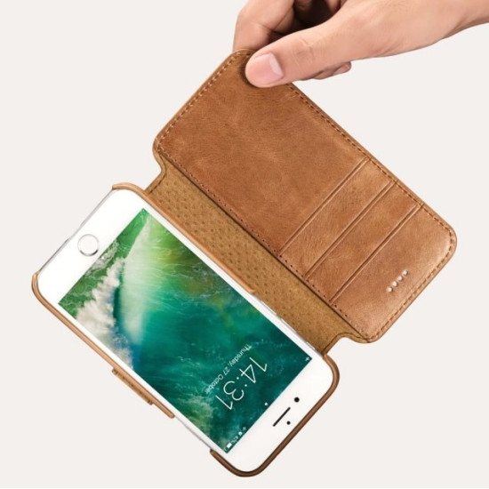 Θήκη iPhone 8 Plus / 7 Plus iCarer Detachable 2 in 1 Wallet & Back Cover Δερμάτινο Πορτοφόλι 2 σε 1 - Brown (RIP7015-BN)
