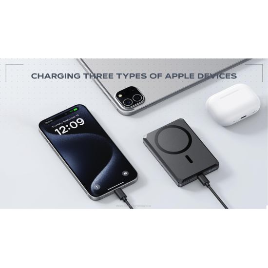 PowerBank Veger X5 6 in 1 W0582 με Ασύρματη Φόρτιση MagSafe 15W / RFID Πορτοφόλι MagSafe & KickStand 1 x Type-C 20W 5.000mAh - Black (6970453550008)