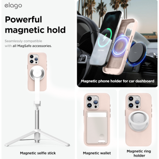 Θήκη iPhone 16 Pro Elago Magnetic Leather από Vegan Δέρμα με MagSafe - Lovely Pink (ES16MSLE63PRO-LPK)