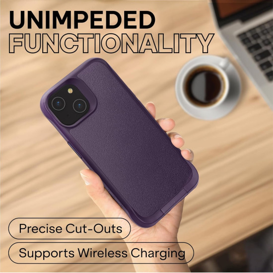 Θήκη & Tempered Glass iPhone 15 Oakshield 2 in 1 Σκληρή με KickStand & Αντιχαρακτικό Γυαλί Προστασίας Οθόνης - Violet / Clear (OAK000038FQ003C)