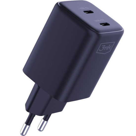 Φορτιστής 3MK Hyper Charger Τοίχου με 2 x Καλώδια Type-C σε Type-C & 2 x Θύρες Type-C 45W - Black (5903108561952)