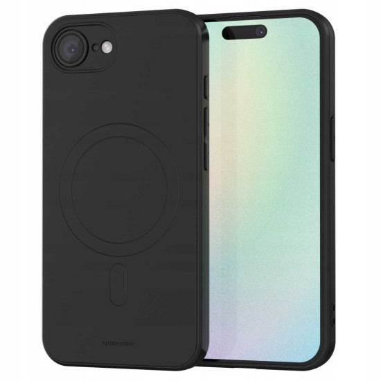 Θήκη iPhone 16e Spacecase Silicone Magnetic Case Σιλικόνης με MagSafe - Black (5905719117924)