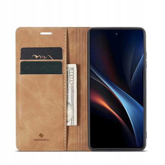Θήκη Samsung Galaxy S25 Plus Spacecase Wallet Πορτοφόλι - Light Brown (5905719114664)