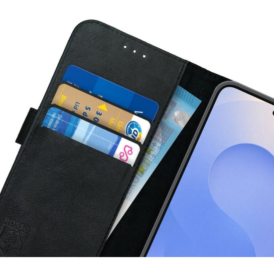 Θήκη Samsung Galaxy S25 Plus Rosso Deluxe Δερμάτινο Πορτοφόλι - Black (8719246463228)