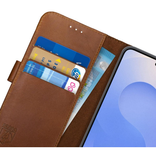 Θήκη Samsung Galaxy S25 Rosso Deluxe Δερμάτινο Πορτοφόλι - Brown (8719246463211)