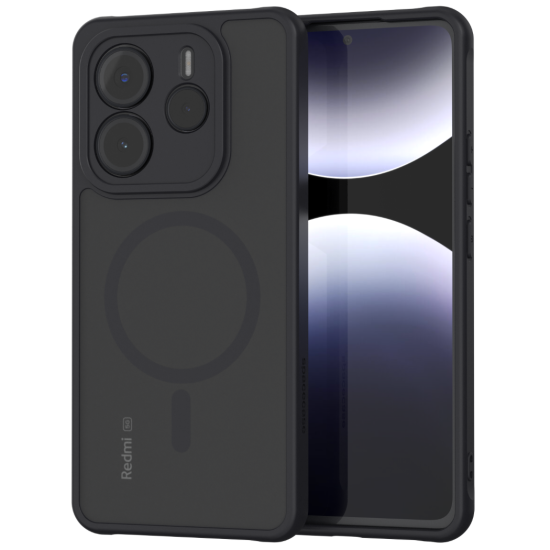 Θήκη Xiaomi Redmi Note 14 5G Spacecase Hybrid MagSafe Σκληρή Ημιδιάφανη με MagSafe - Black (5905719117078)