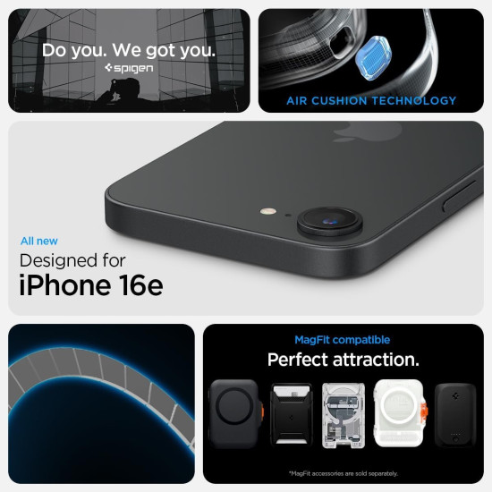 Θήκη iPhone 17e / 16e Spigen Rugged Armor MagFit με MagSafe - Matte Black (ACS09152)