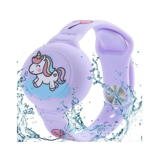 Θήκη AirTag 2 / 1 Ofkoz Bracelet Σιλικόνης με Λουράκι Καρπού - Purple / Unicorn (ATKID-UN)