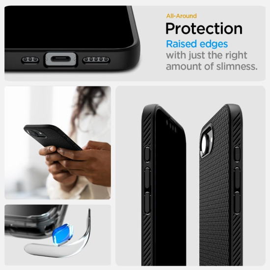 Θήκη iPhone 17e / 16e Spigen Liquid Air MagFit Σιλικόνης με MagSafe - Matte Black (ACS09151)