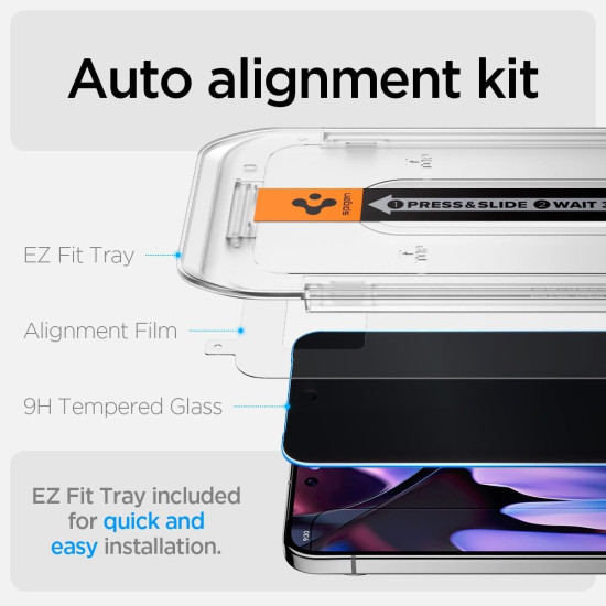 Tempered Glass Google Pixel 10 / 10 Pro / 9 / 9 Pro Spigen GLAS.tR EZ Fit Privacy Αντιχαρακτικό Γυαλί Προστασίας Απορρήτου Οθόνης 2 Τεμάχια (AGL09312)