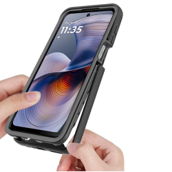Θήκη Motorola Moto G15 / G15 Power / G05 / E15 Tech-Protect Defense Διάφανη Full Body 360° - Black (5906302361779)