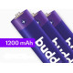 Μπαταρίες Buddi Επαναφορτιζόμενες AAA Ni-MH 1.200mAh 1.2V 4 Τεμάχια - Purple (8719246466793)