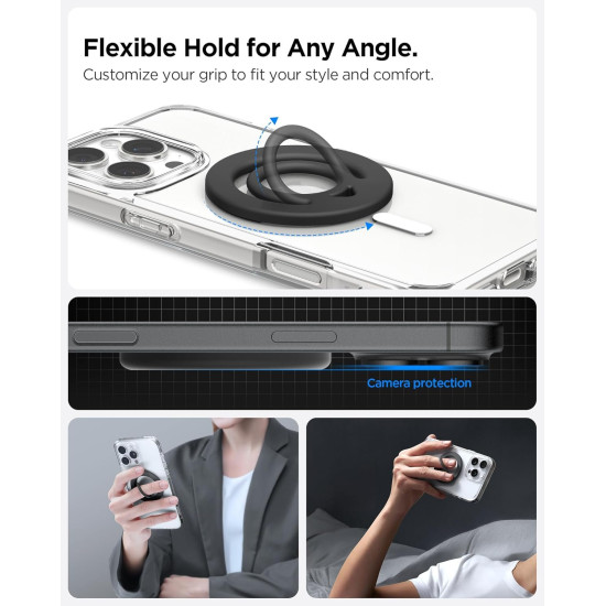 Δακτύλιος MagSafe Spigen Dual Pop MagFit Μαγνητικό Finger Grip / Ring Holder Σιλικόνης - Black (AMP08886)