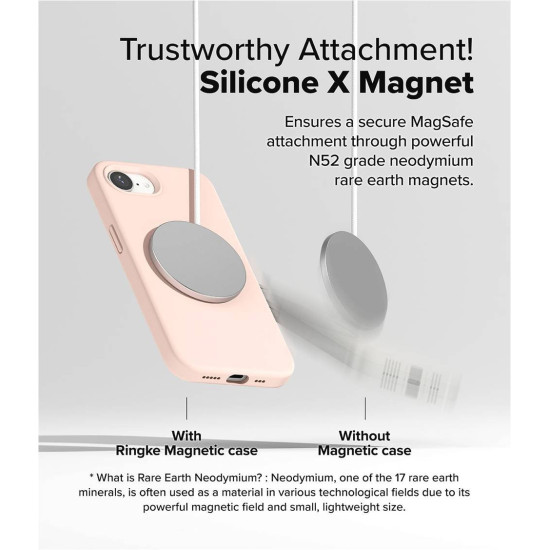 Θήκη iPhone 17e / 16e Ringke Silicone Magnetic Ανθεκτική Σιλικόνης με MagSafe - Pink Sand (8800293852872)