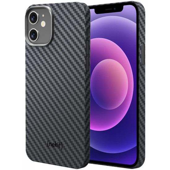 Θήκη iPhone 12 / 12 Pro Nekit Fiber Σκληρή με MagSafe Aramid Fiber 1mm 1500D Kevlar - Black (8719246462764)