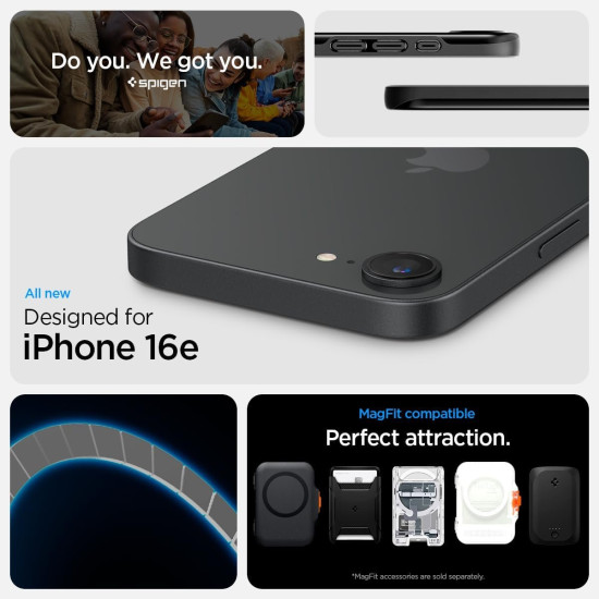 Θήκη iPhone 17e / 16e Spigen Thin Fit MagFit Σκληρή με MagSafe - Black (ACS09135)