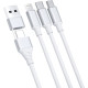 Καλώδιο Φόρτισης Type-C & USB-A 3MK 3 in 2 Hyper Cable σε Type-C / Lightning / MicroUSB 150cm 15W - White (5903108541237)