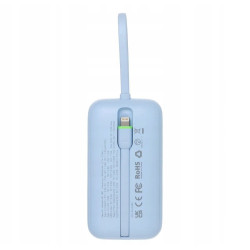 PowerBank Veger K1 με Οθόνη LED & 1 x Θύρα Type-C / 1 x Θύρα USB-A / 1 x Καλώδιο Type-C / 1 x Καλώδιο Lightning 35W 10.000mAh - Sky Blue (6977525750717)