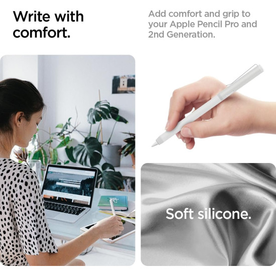 Θήκη Apple Pencil 2nd Gen Spigen DA201 Apple Pencil Holder Premium Σιλικόνης - White (ACS05857)