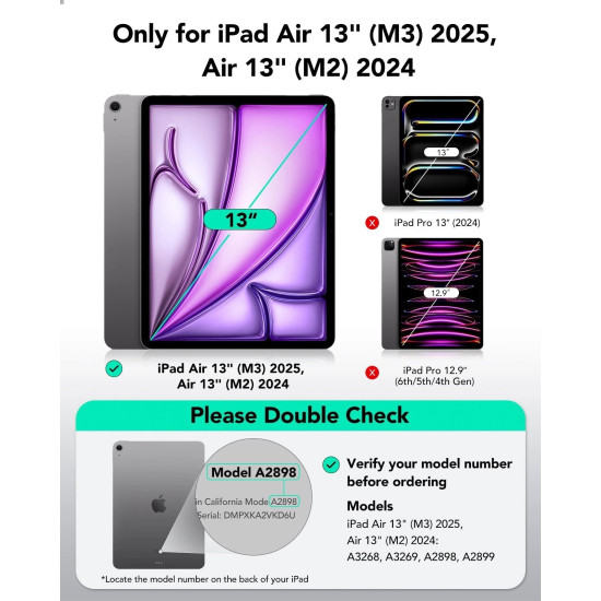 Θήκη iPad Air 13" 2026 / 2024 ESR Flip Hybrid Case με Υποδοχή για Apple Pencil - Black (4894240267219)