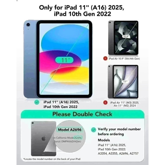 Θήκη iPad (A16) 11th Gen. 2025 11" / 10th Gen. 2022 10.9" ESR Flip Hybrid Case με Υποδοχή για Apple Pencil - Black (4894240266977)