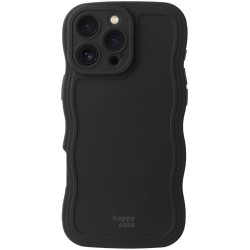 Θήκη iPhone 16 Pro HappyCase Wavy Σιλικόνης - Black (8719246471582)