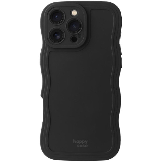Θήκη iPhone 16 Pro HappyCase Wavy Σιλικόνης - Black (8719246471582)