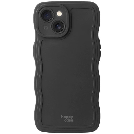 Θήκη iPhone 14 HappyCase Wavy Σιλικόνης - Black (8719246471520)