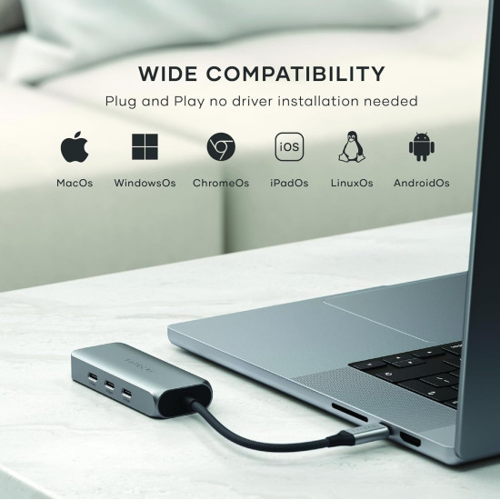 Αντάπτορας Satechi 4-In-1 USB-C Hub Type-C (male) σε 3 x Type-C 3.2 10 Gbps / 1 x Ethernet 2.5Gb - Space Gray (ST-H3C25EM)