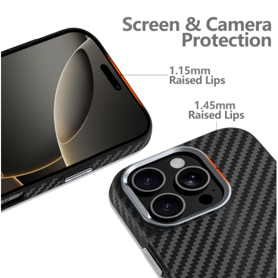 Θήκη iPhone 16 Pro Max Tech-Protect Ion Carbon Σκληρή με MagSafe - Black / Silver (5906302363315)