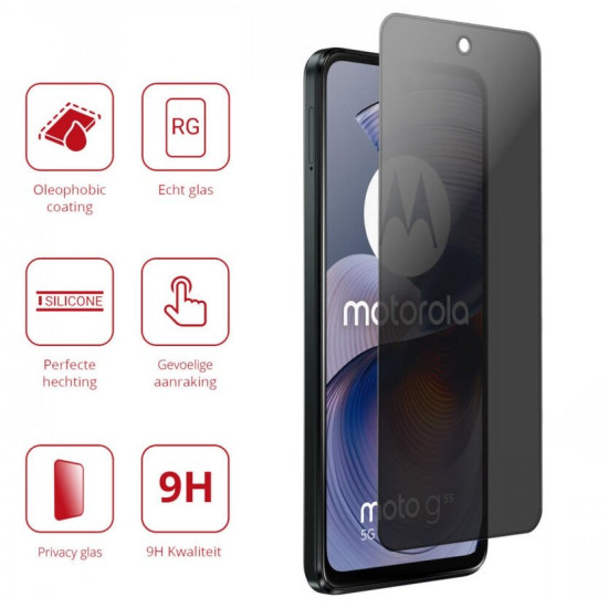Tempered Glass Motorola Moto G55 Rosso Privacy Αντιχαρακτικό Γυαλί Προστασίας Απορρήτου Οθόνης (8719246467523)