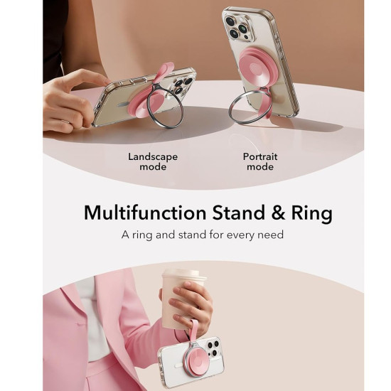 Βάση Στήριξης ESR HaloLock Suction Phone Mount Μαγνητική MagSafe με Βεντούζα / KickStand & Finger Holder - Pink (4894240240618)